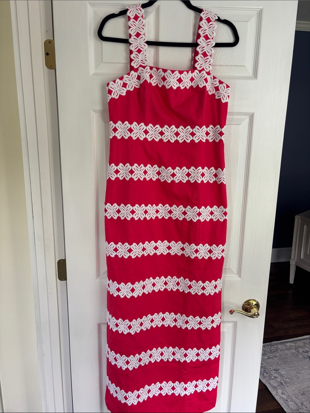 Lilly Pulitzer paradise punch Maxi Dress with White Floral Bands - Picture 2 of 6